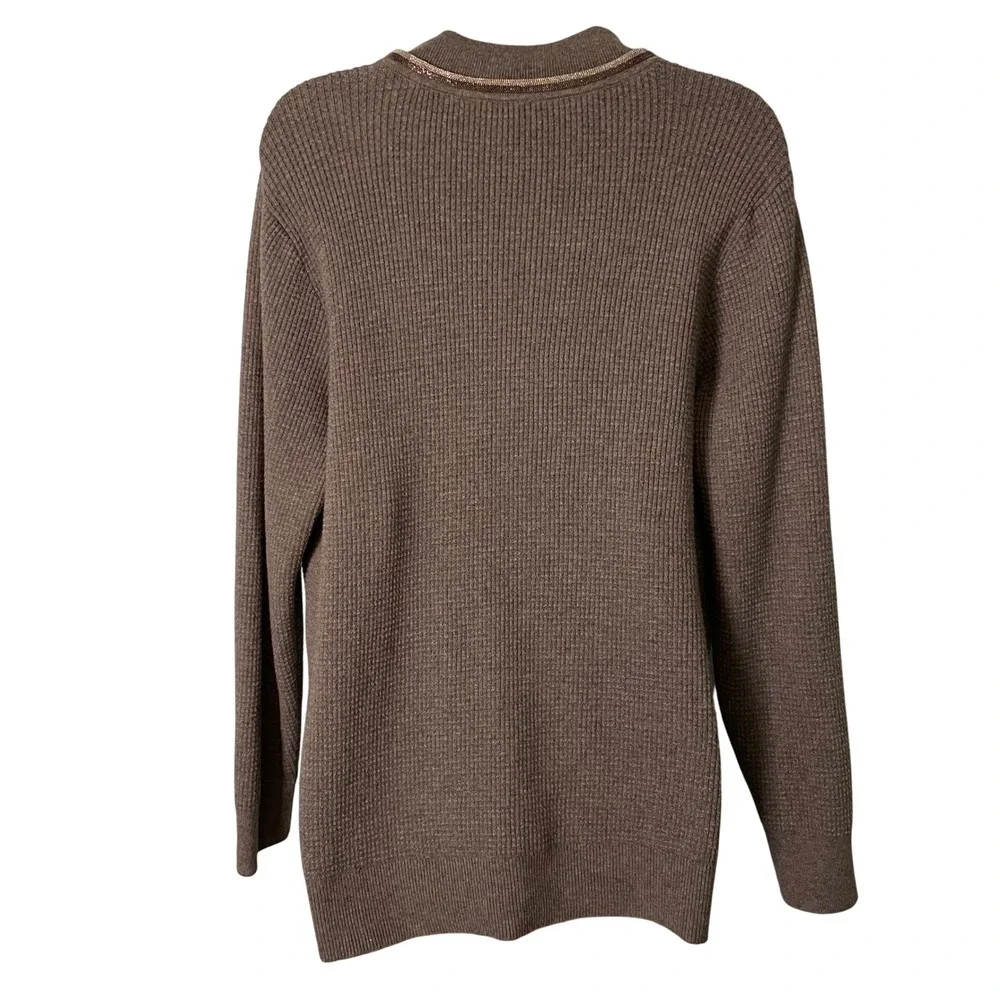 Chico's Zenergy‎ Waffle Knit Sweater Size L (Chico's 2) Beaded Gray Casual